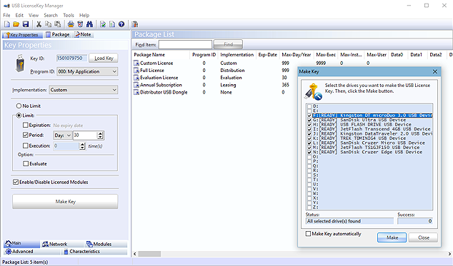 USB LicenseKey Manager