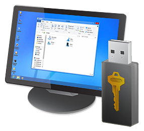 USB dongle license ties the application to a physical USB flash drive attached to the computer.